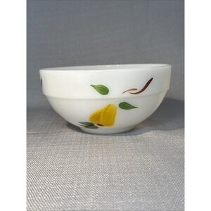 Vtg Anchor Hocking Fire King Gay Fad Fruits #14 Bowl Handpainted Milk Glass‎